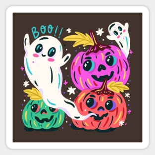 Pumpkin Ghost Halloween Hand drawn Sticker